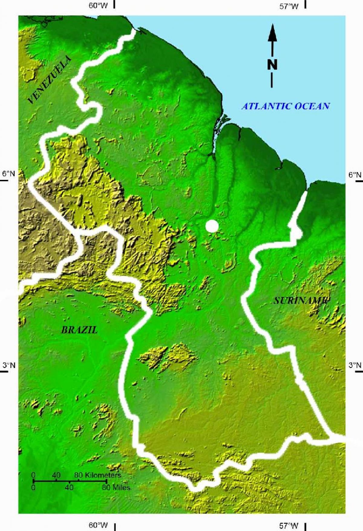 ramani ya satellite ramani ya Guyana