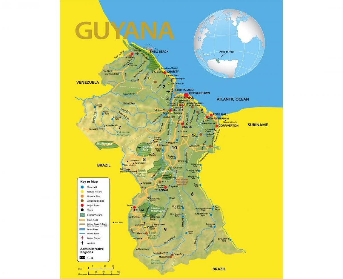 ramani ya Guyana ramani ya eneo