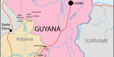 Ramani ya Guyana eneo juu ya dunia